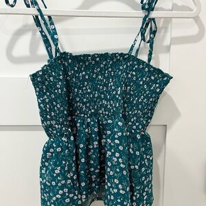 Teal flowered Blouse